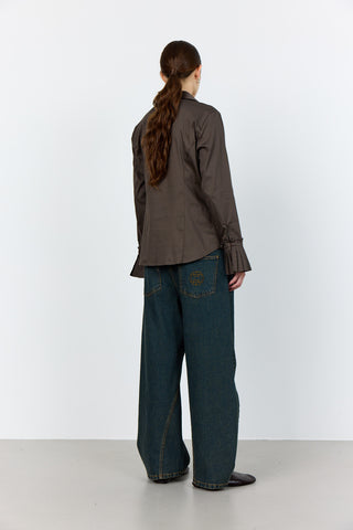 LR-ISLA SOLID 130 Skjorta Mörkbrun