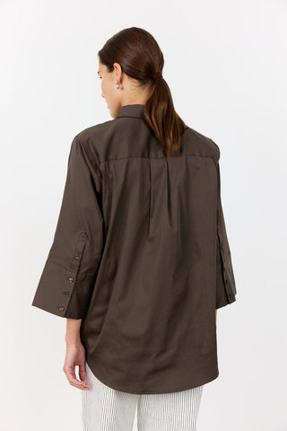 LR-ISLA SOLID 124 Skjorta Mörkbrun