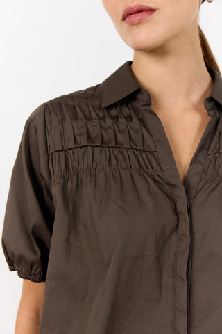 LR-ISLA SOLID 129 Skjorta Mörkbrun