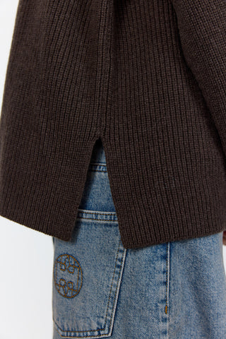 LR-PERLE 10 Pullover Mörkbrun