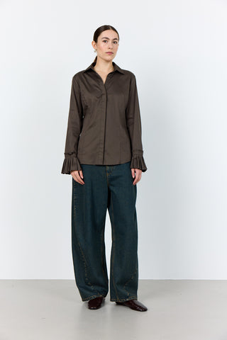 LR-ISLA SOLID 130 Skjorta Mörkbrun