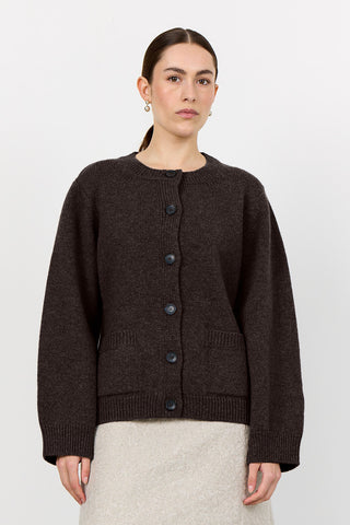LR-PERLE 9 Cardigan Mörkbrun