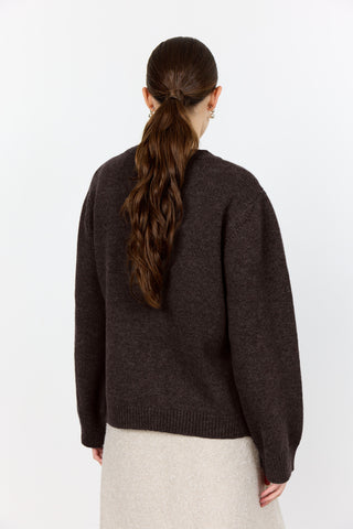 LR-PERLE 9 Cardigan Mörkbrun