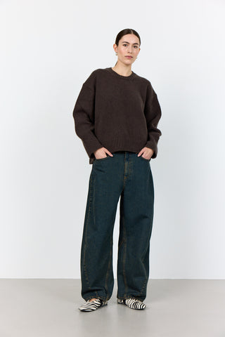 LR-PERLE 1 Pullover Mörkbrun