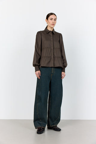 LR-ISLA SOLID 95 Skjorta Mörkbrun