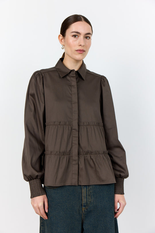 LR-ISLA SOLID 95 Skjorta Mörkbrun