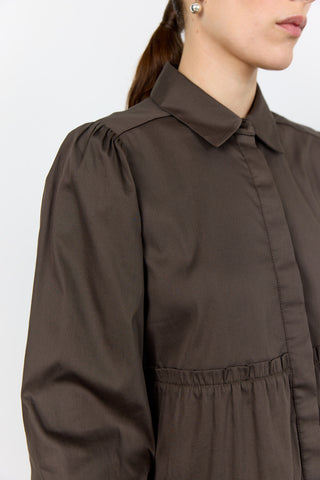 LR-ISLA SOLID 95 Skjorta Mörkbrun