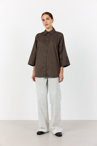 LR-ISLA SOLID 124 Skjorta Mörkbrun