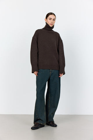 LR-PERLE 3 Pullover Mörkbrun