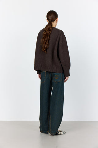 LR-PERLE 1 Pullover Mörkbrun