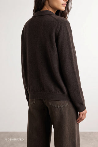LR-ISMAILA 6 Cardigan Mörkbrun