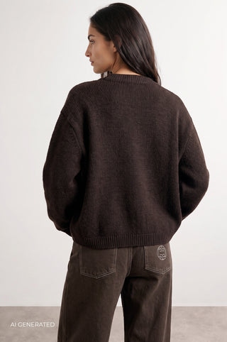 LR-PERLE 9 Cardigan Mörkbrun