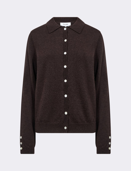LR-ISMAILA 6 Cardigan Mörkbrun