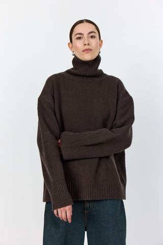 LR-PERLE 3 Pullover Mörkbrun