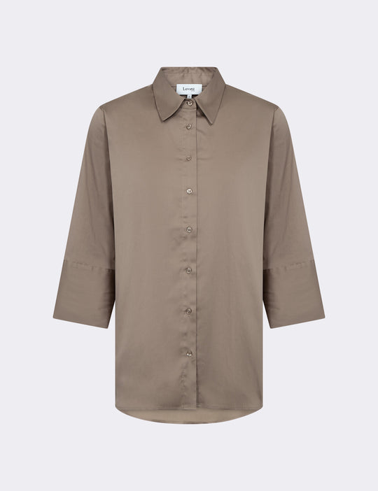 LR-ISLA SOLID 124 Skjorta Mörk sand