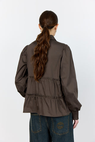 LR-ISLA SOLID 95 Skjorta Mörkbrun