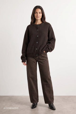 LR-PERLE 9 Cardigan Mörkbrun