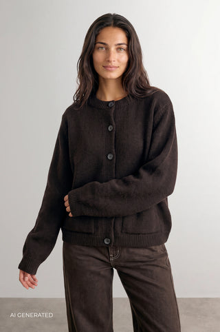 LR-PERLE 9 Cardigan Mörkbrun