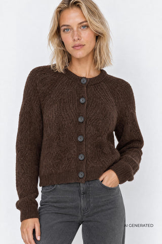 LR-NOREEN 15 Cardigan Mörkbrun