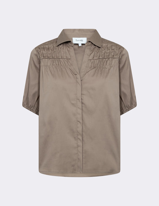LR-ISLA SOLID 129 Skjorta Mörk sand
