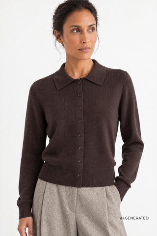 LR-ELOISE 23 Cardigan Mörkbrun