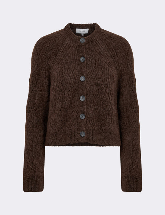 LR-NOREEN 15 Cardigan Mörkbrun