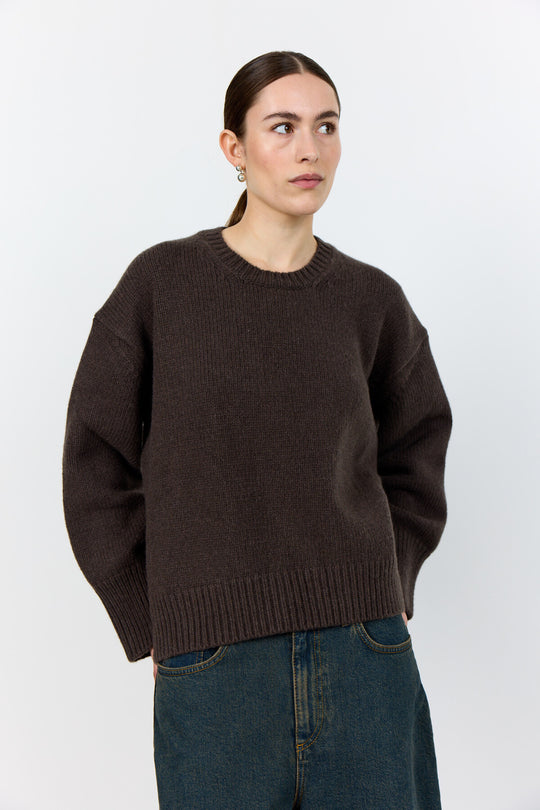 LR-PERLE 1 Pullover Mörkbrun