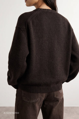 LR-PERLE 1 Pullover Mörkbrun