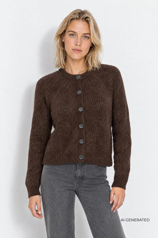 LR-NOREEN 15 Cardigan Mörkbrun