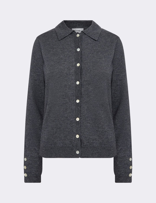 LR-ISMAILA 6 Cardigan Mörkgrå
