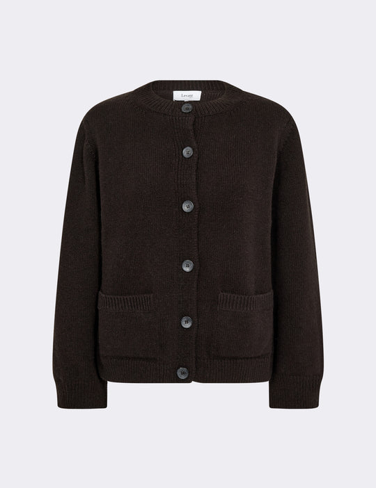 LR-PERLE 9 Cardigan Mörkbrun