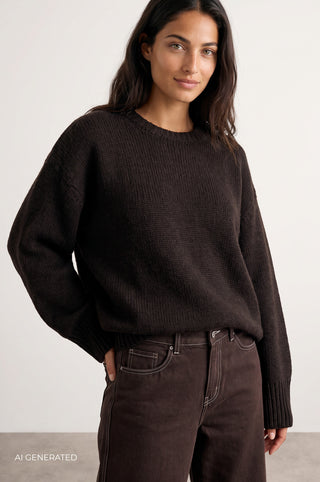 LR-PERLE 1 Pullover Mörkbrun