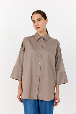 LR-ISLA SOLID 124 Skjorta Mörk sand
