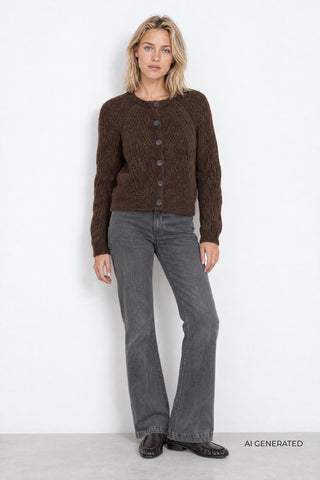 LR-NOREEN 15 Cardigan Mörkbrun