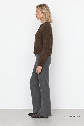 LR-NOREEN 15 Cardigan Mörkbrun